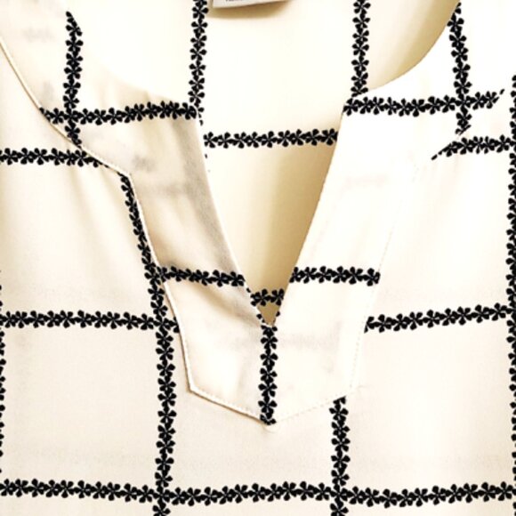 Van Heusen Women's Short Sleeve Plaid Blouse, Ivory, Medium - Picture 4 of 9